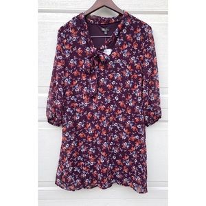 Purple floral dress with tie 🌸